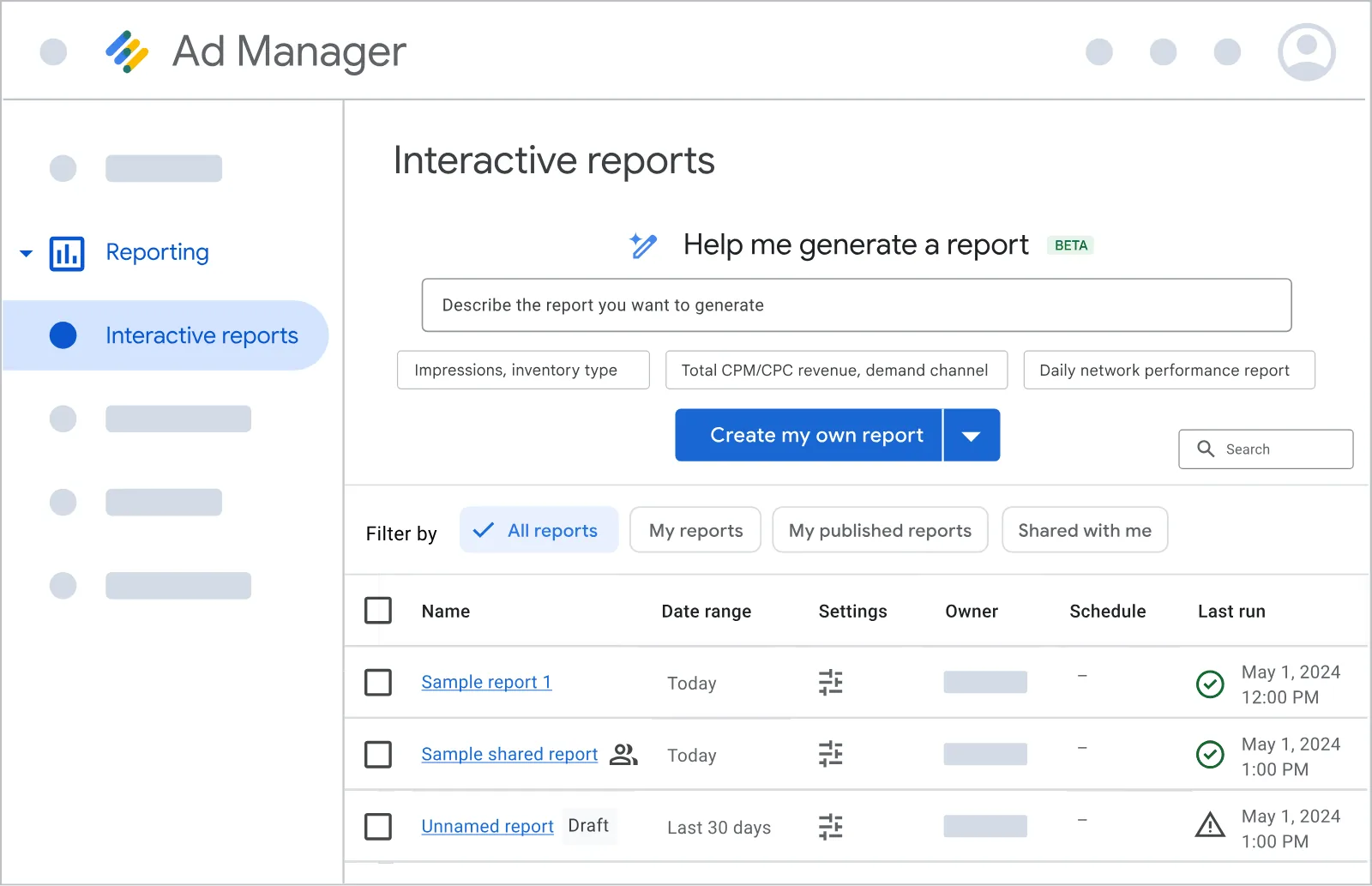 Google Ad Manager interface showing orders and yield reporting Google Ad Manager interface showing orders and yield reporting