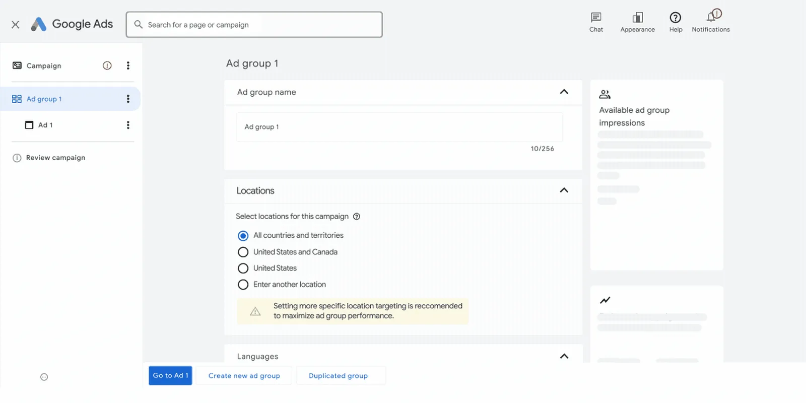 Google Ads Demand Gen campaign setup screen Google Ads Demand Gen campaign setup screen