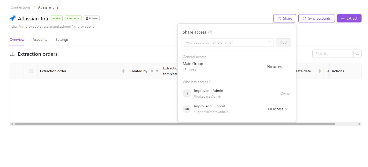 Share a connection with specific users