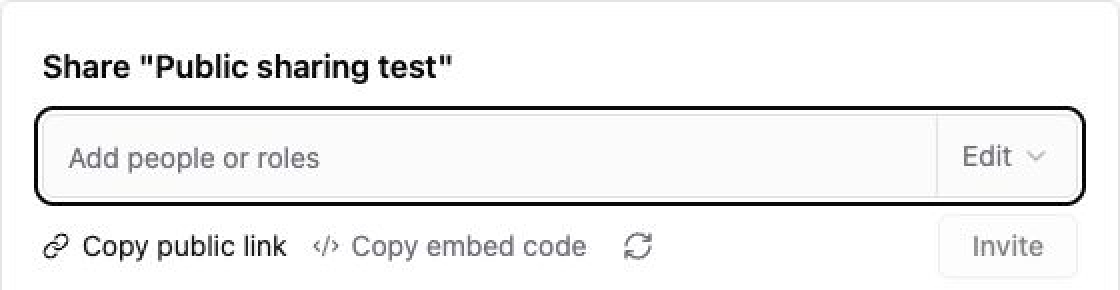 The dashboard Share panel with Copy embed code beside Copy public link