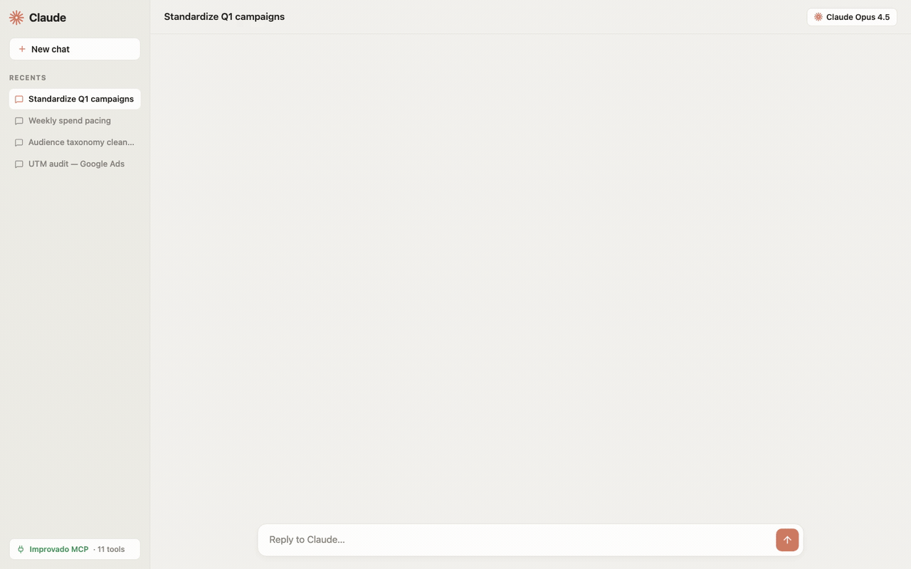 Standardizing Q1 campaigns through the Improvado MCP integration in Claude
