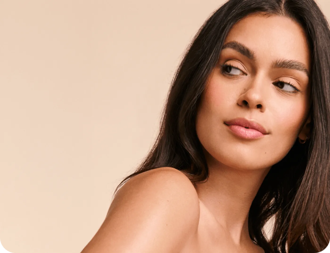 LaserAway seasonal homepage artwork featuring a beauty portrait