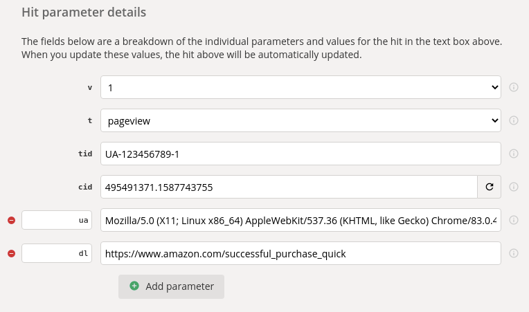 Example of a completed request