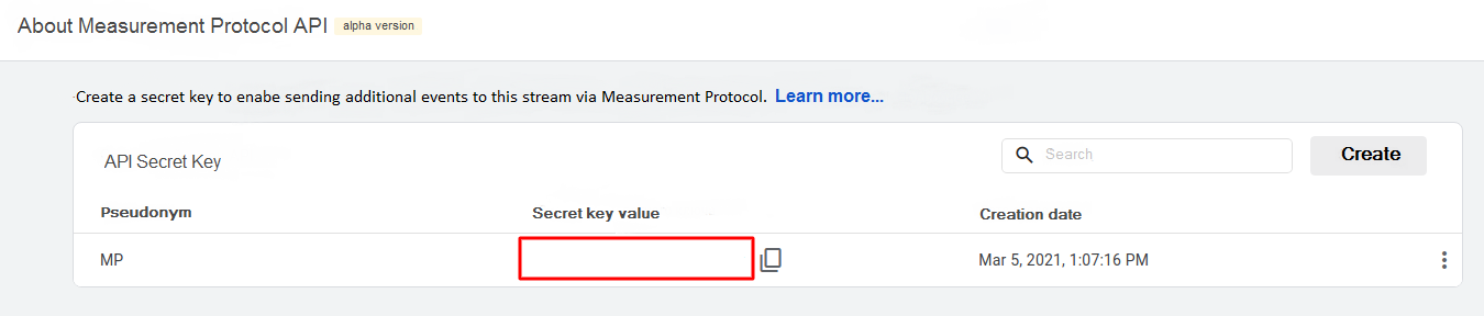 Secret key value