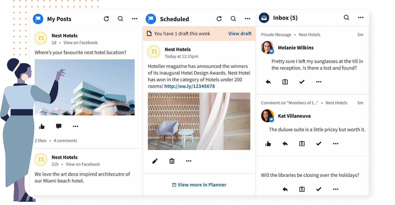 Image showing the simple layout of the popular Social Media Marketing tool, Hootsuite.