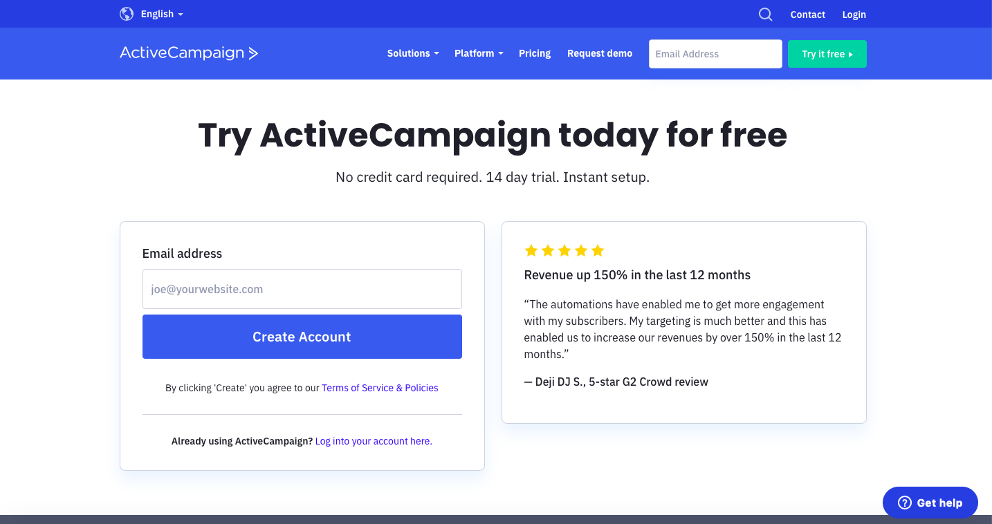 Social proof for a lead gen landing page