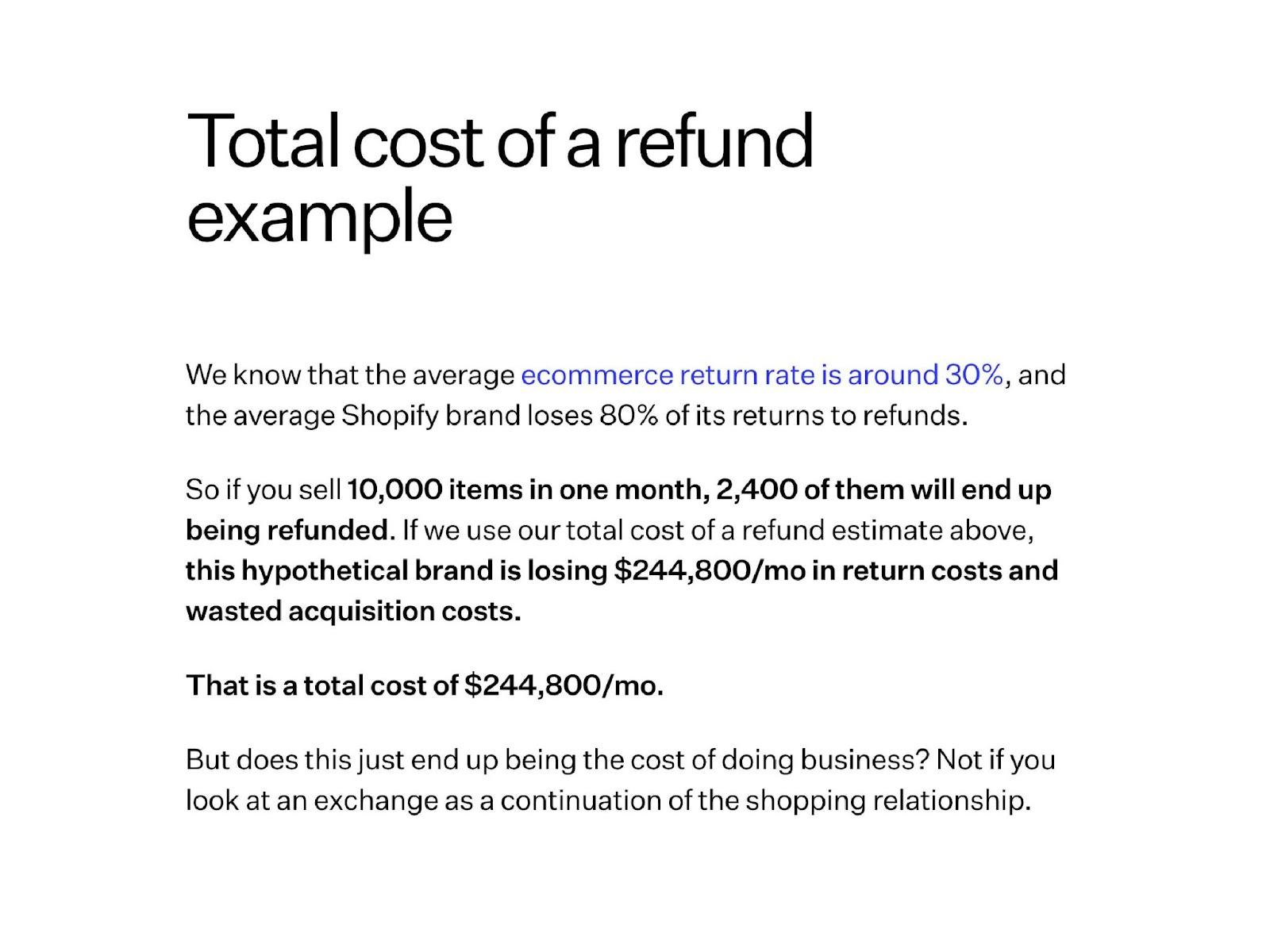 Average cost of a refund