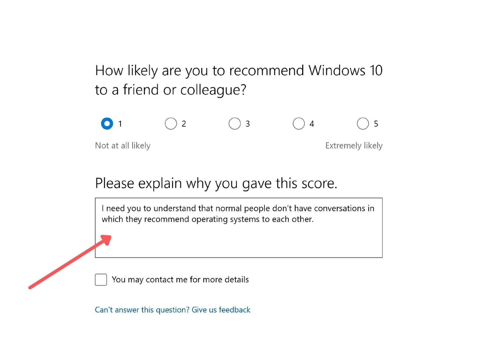 Net Promoter Score survey from LinkedIn