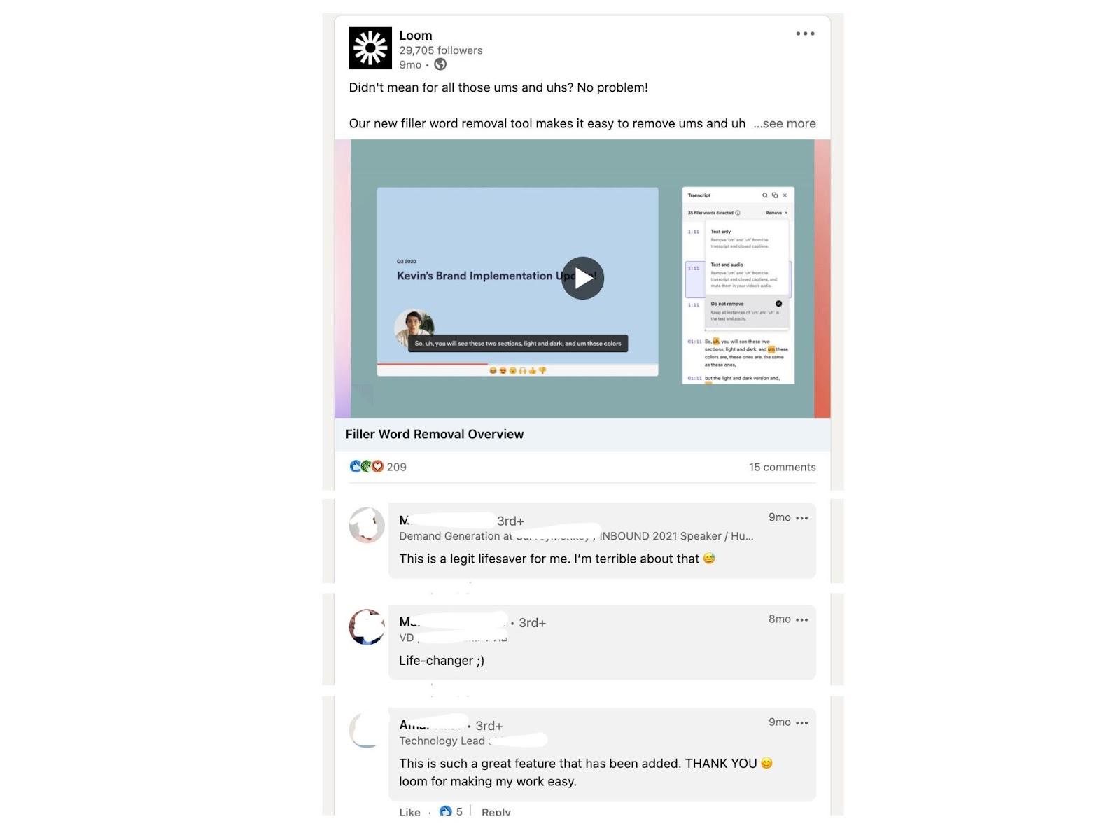 Loom social media content