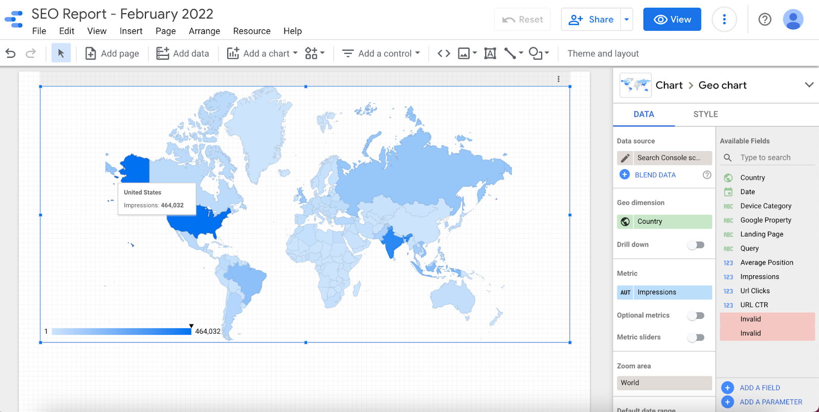 Data Studio geo chart