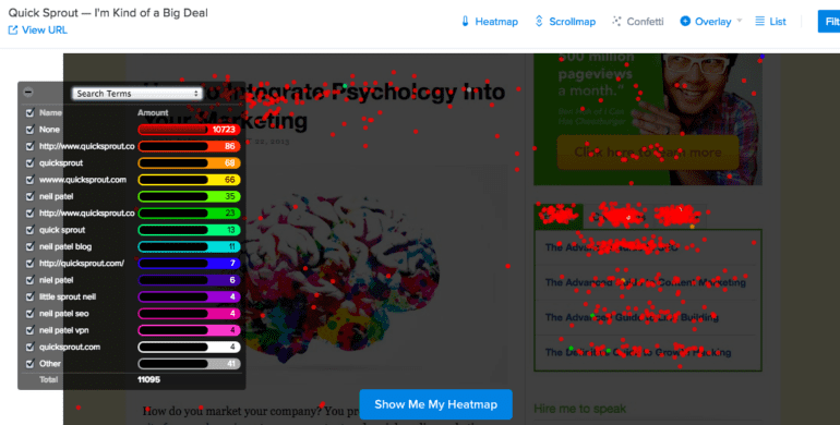 Heatmaps that show where users click can highlight your most compelling offers