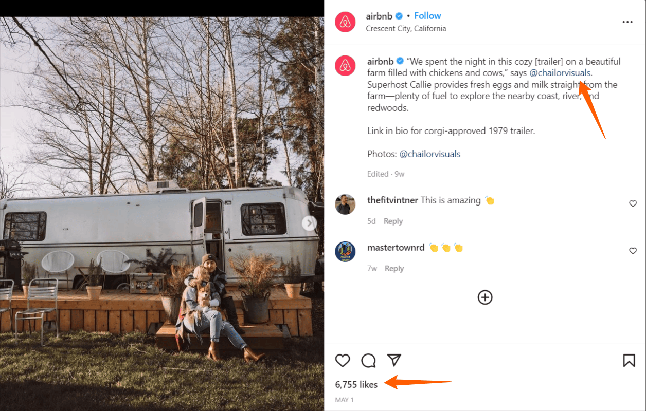 Airbnb on Instagram account