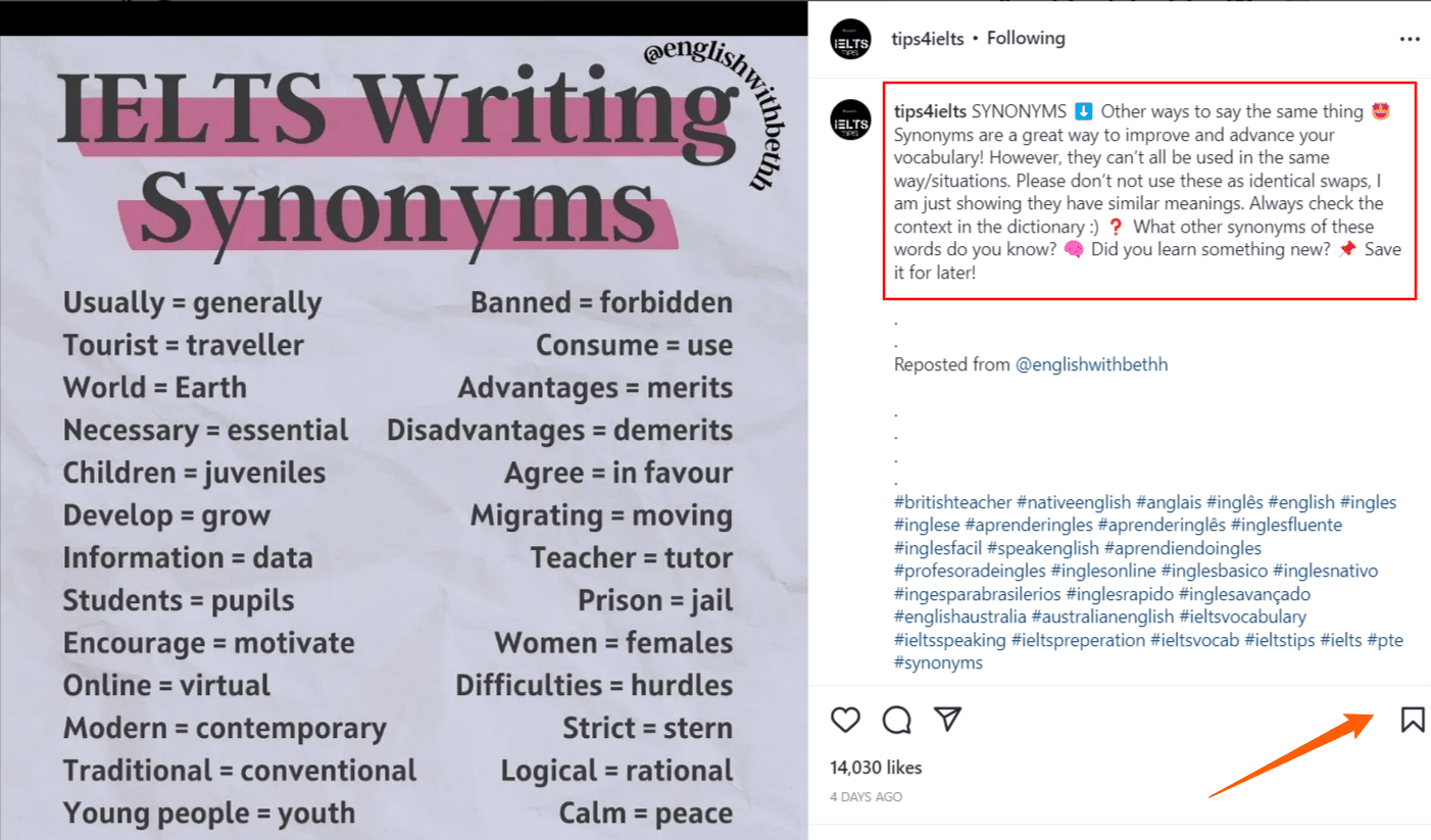 tips4ielts instagram account