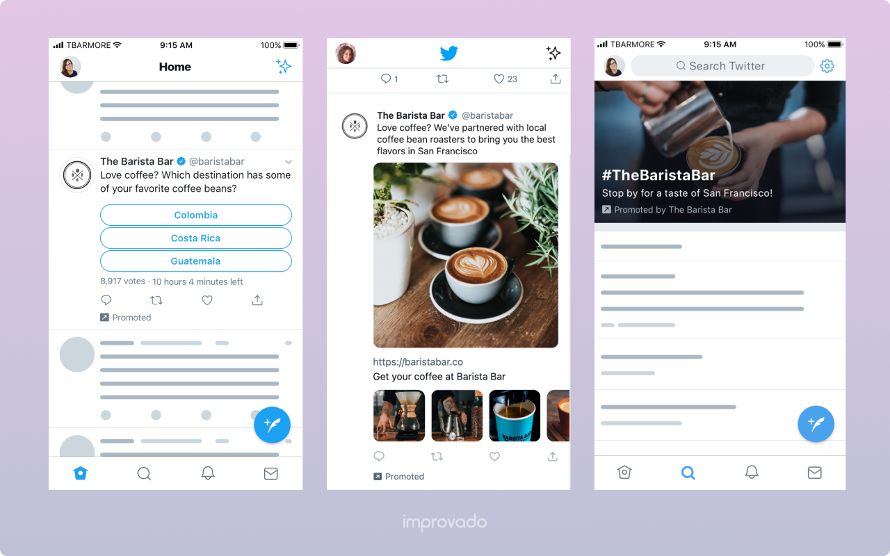 X (former Twitter) offers multiple types of ads, catering to different use cases.