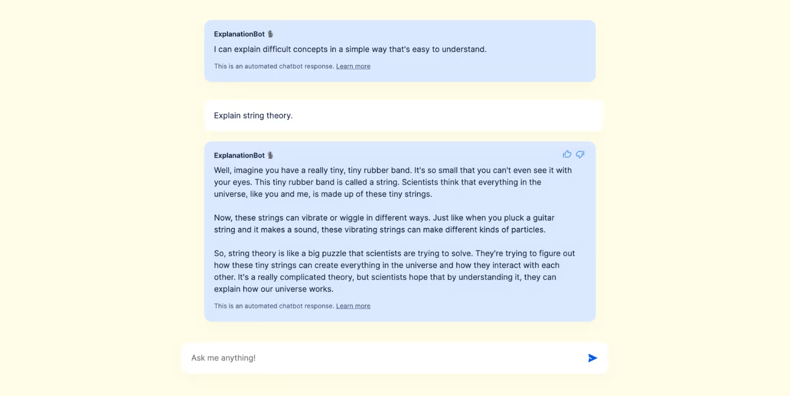 Zapier Explain chatbot helps understand complex concepts.