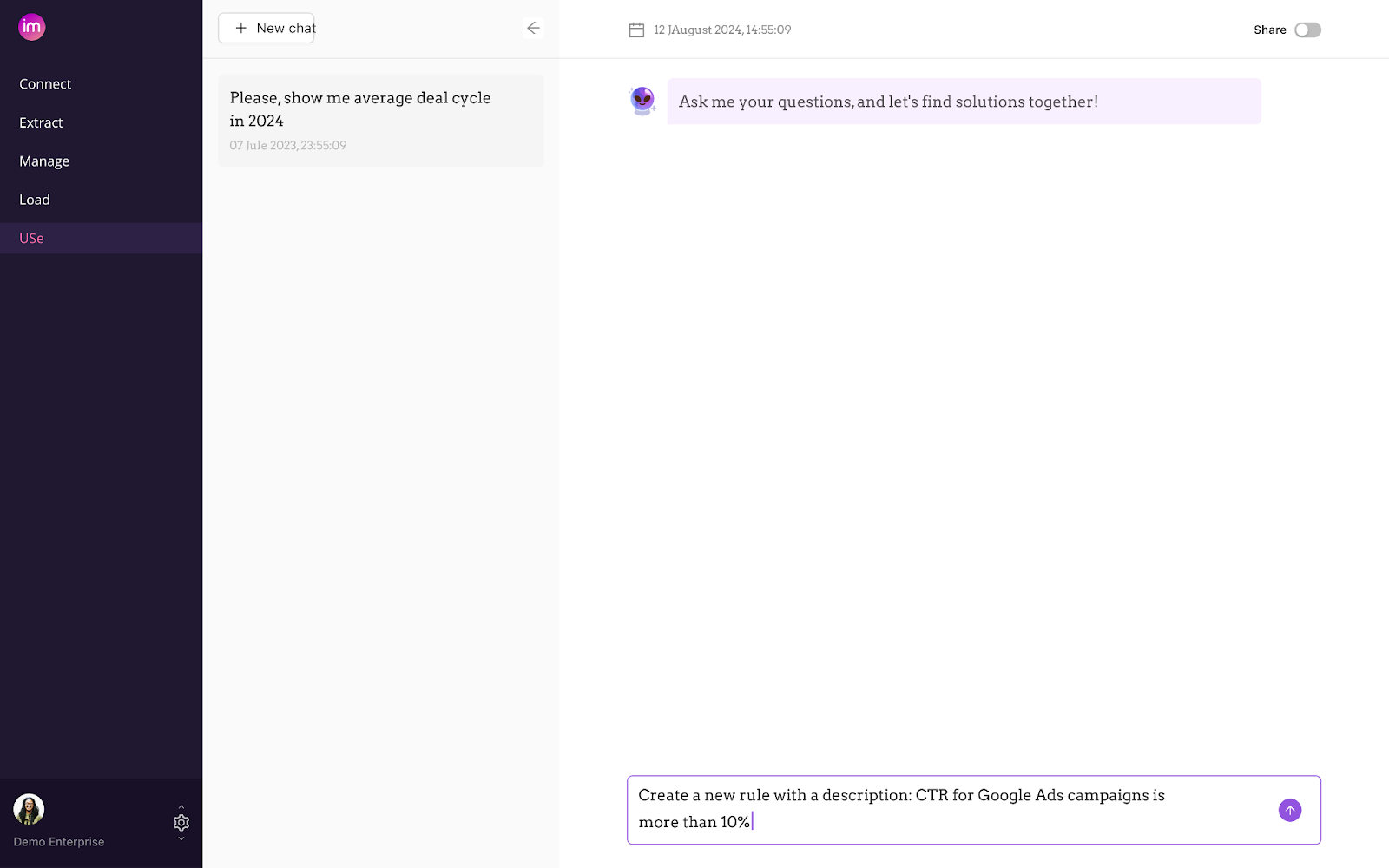 You can build custom rules for Marketing Data Governance with Improvado AI Agent.
