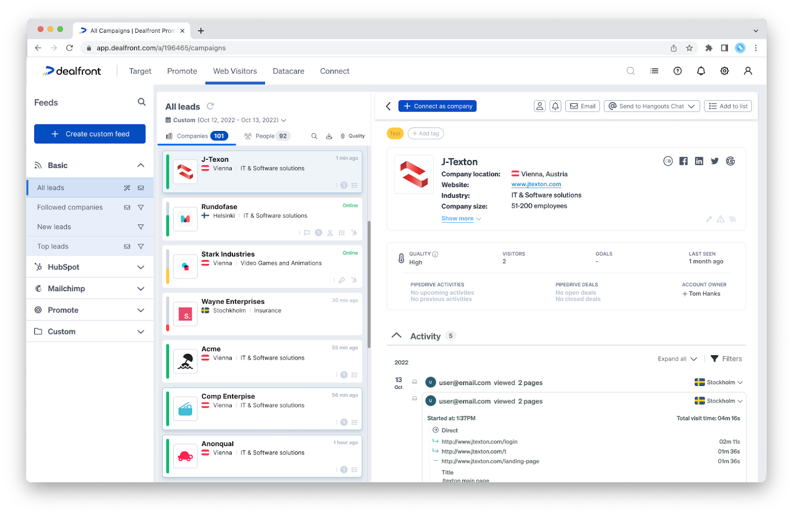 Dealfront is a B2B lead generation and sales intelligence platform.