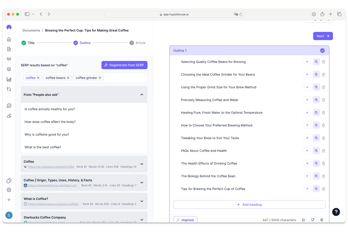 Hypotenuse AI is an AI writing assistant that helps generates good-quality content.