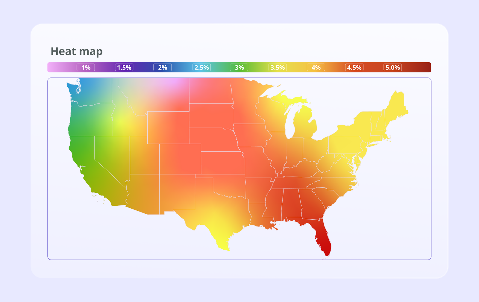 A heat map can illustrate user engagement on a website, showing which areas receive the most clicks or interactions.