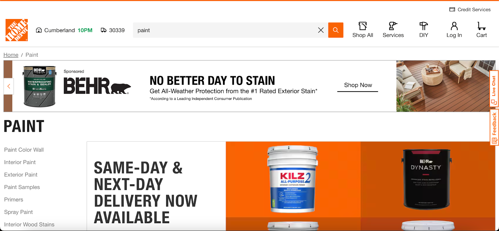 Home Depot sponsored brands placements