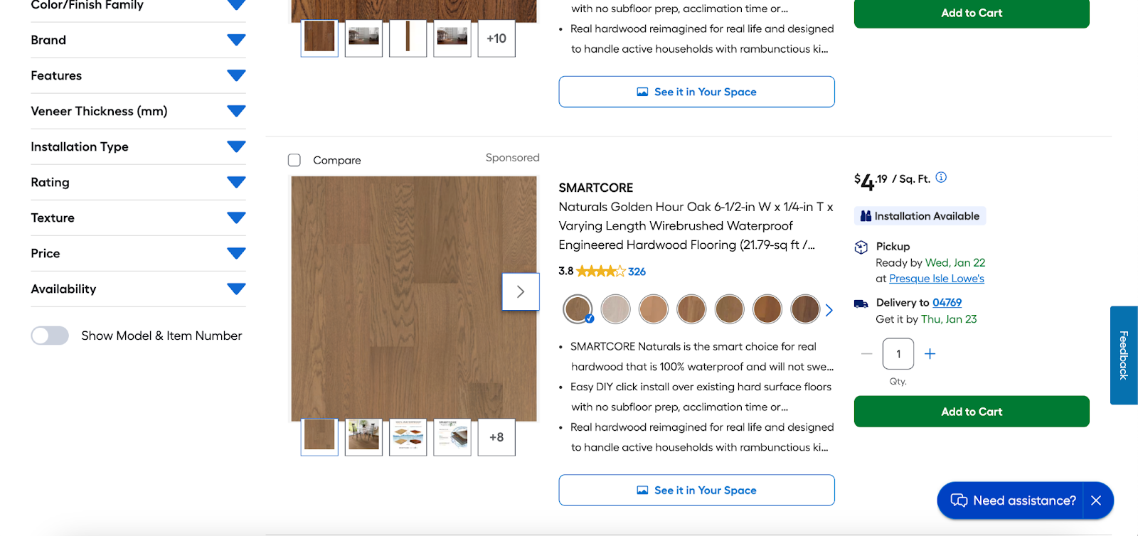 sponsored product on Lowe’s