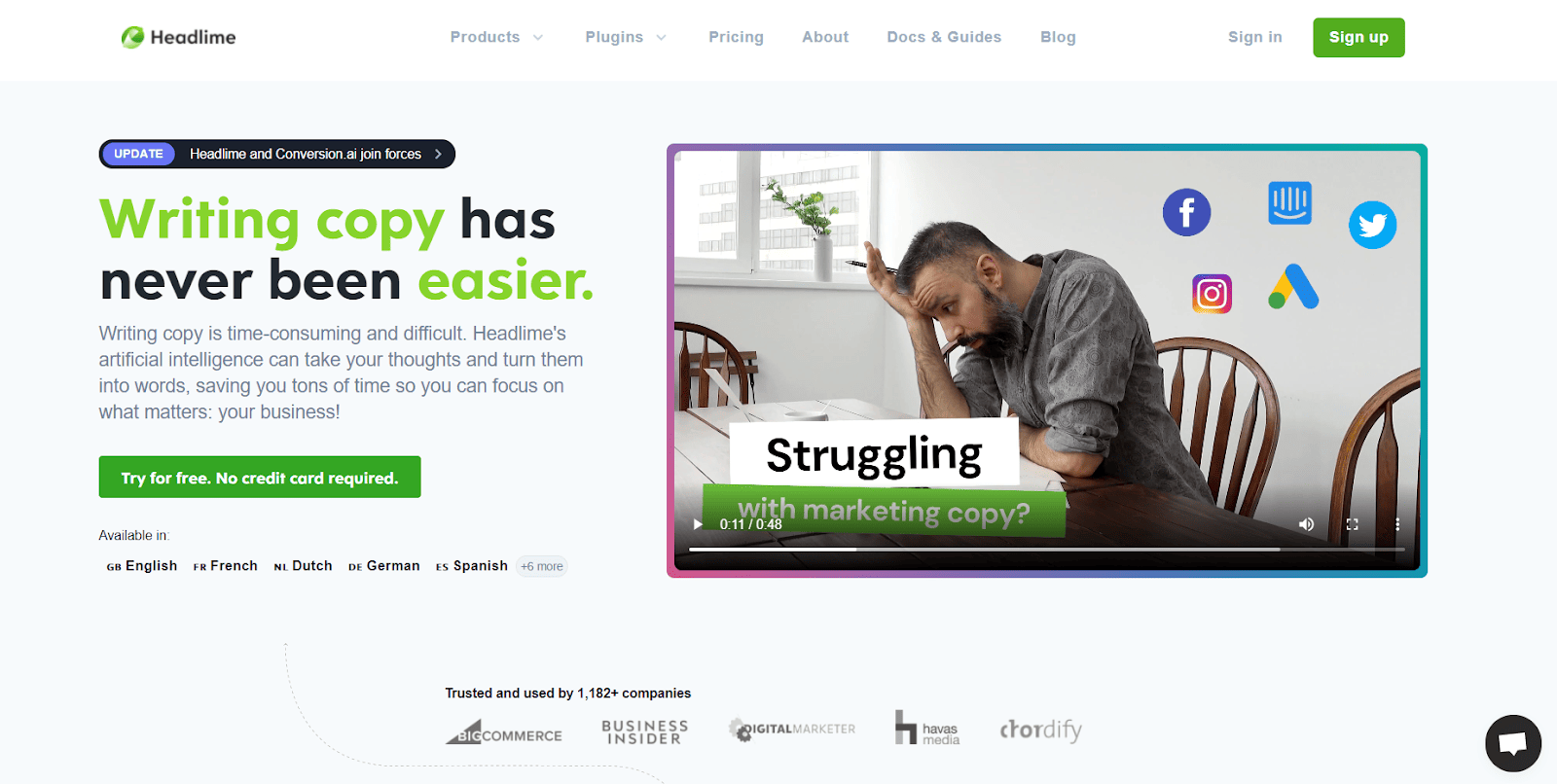 Video content for a lead gen landing page