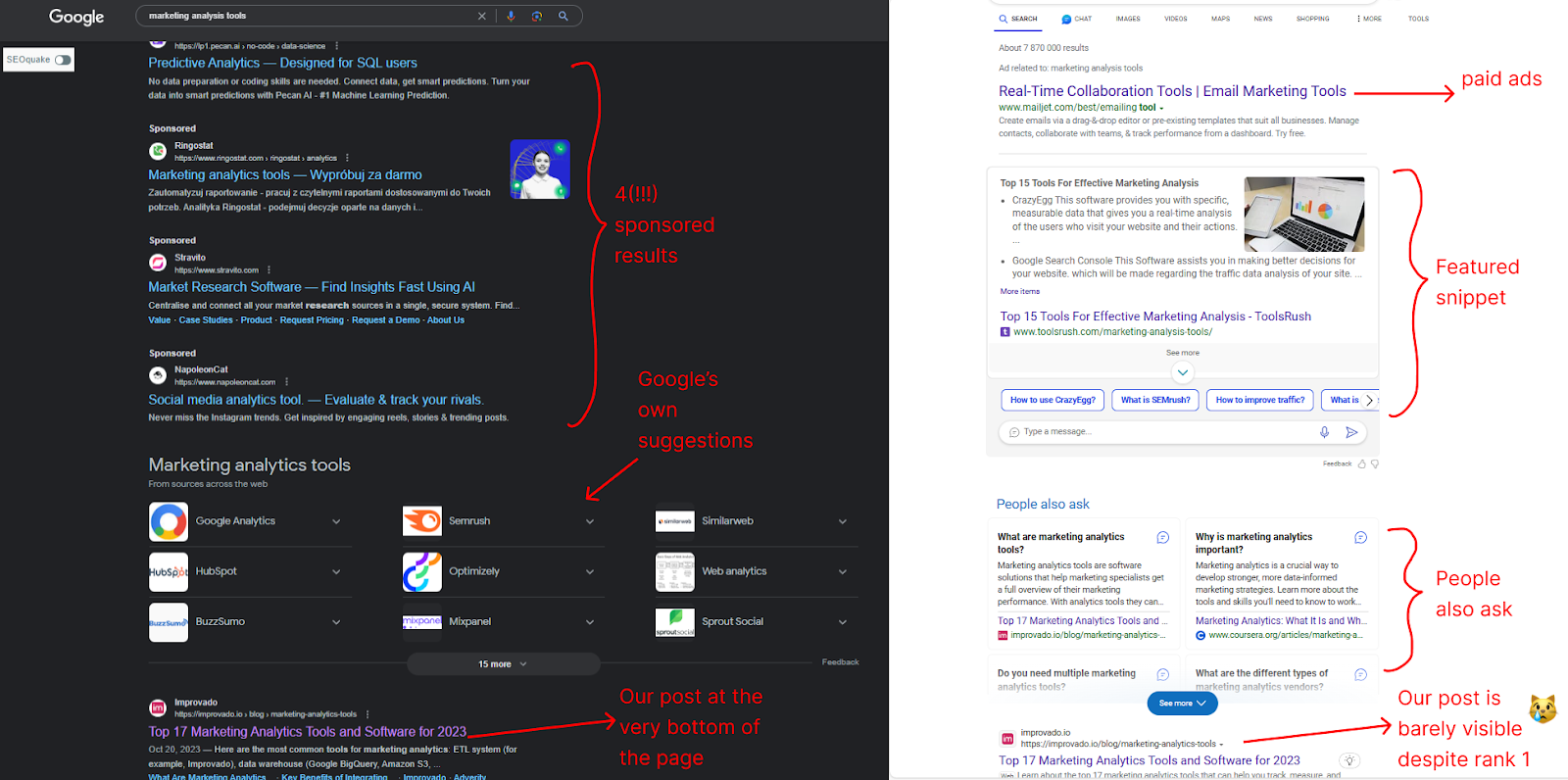 SERP changes: Google vs. Bing