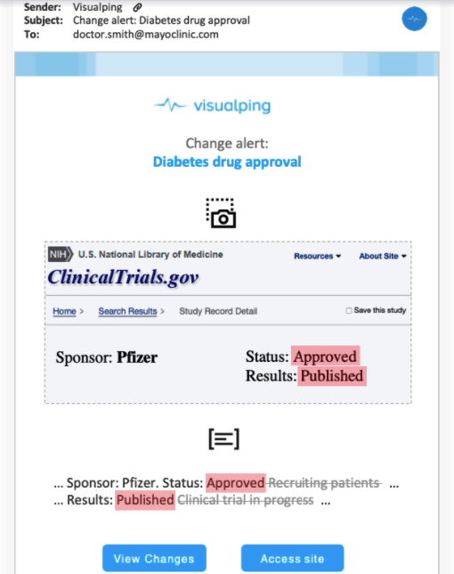 visualping screenshot