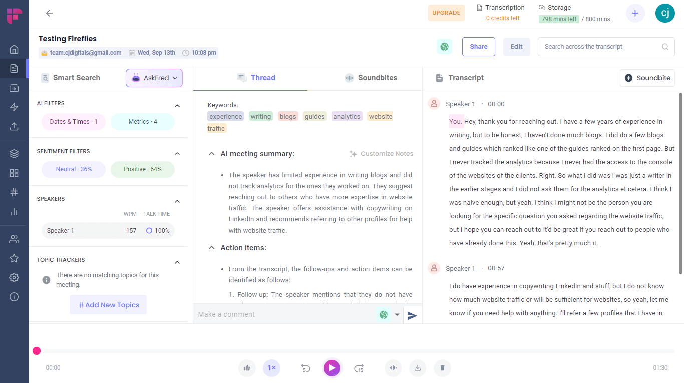 Fireflies is a meeting intelligence tool