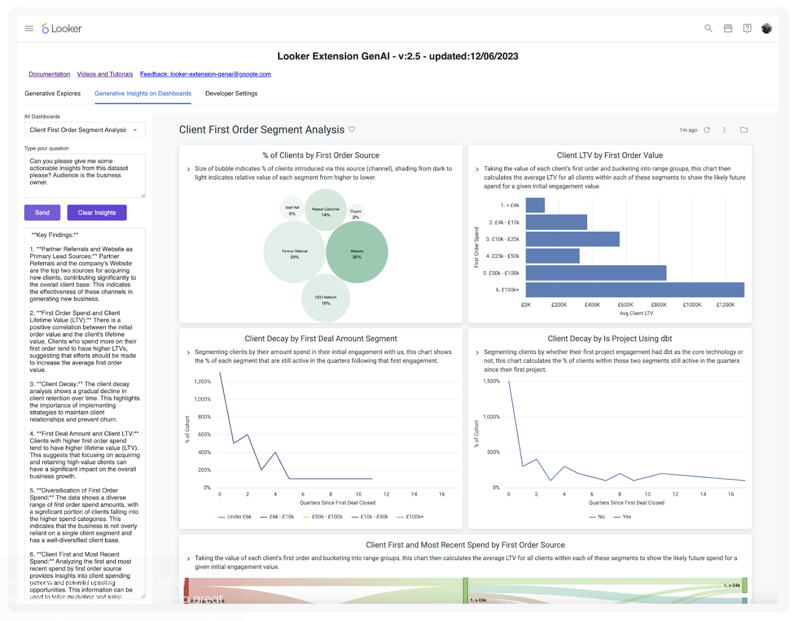Looker offers multiple AI features through integration with Google Cloud
