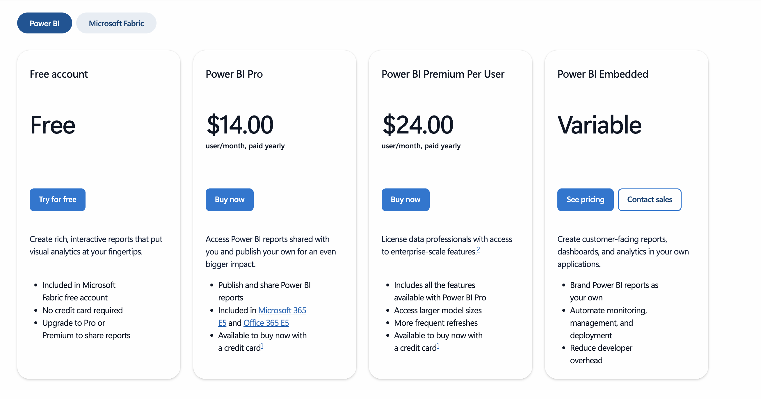 Power BI Pricing
