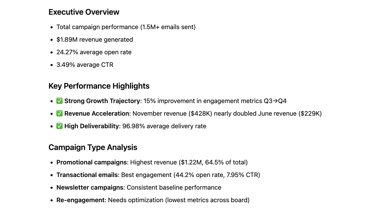 High-level summary provided by Improvado AI Agent 