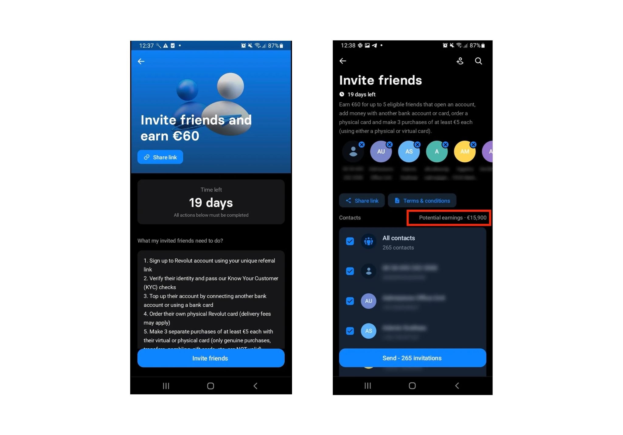 Example of Revolut referral program