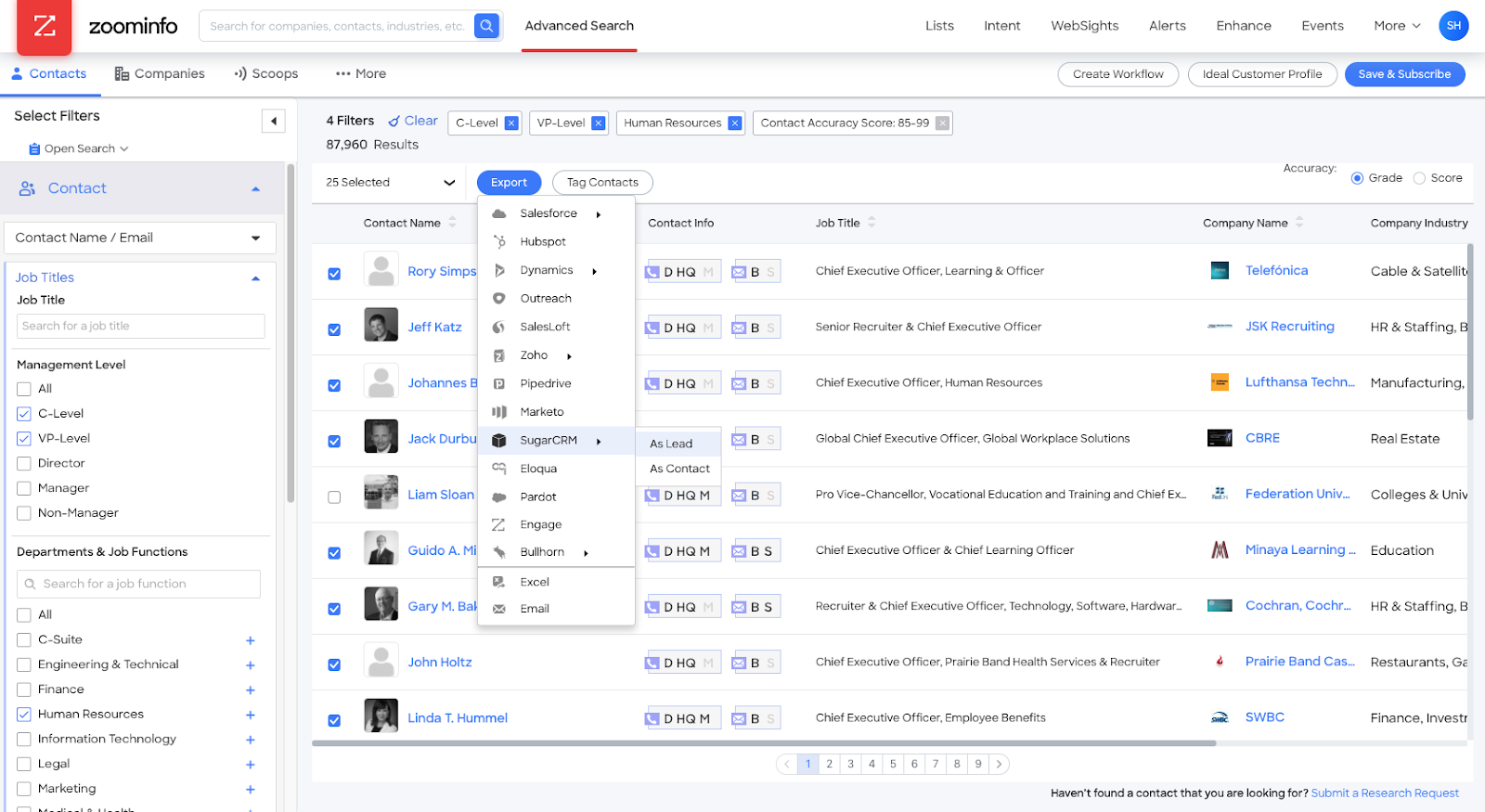 ZoomInfo provides B2B contact and company data for sales and marketing teams.