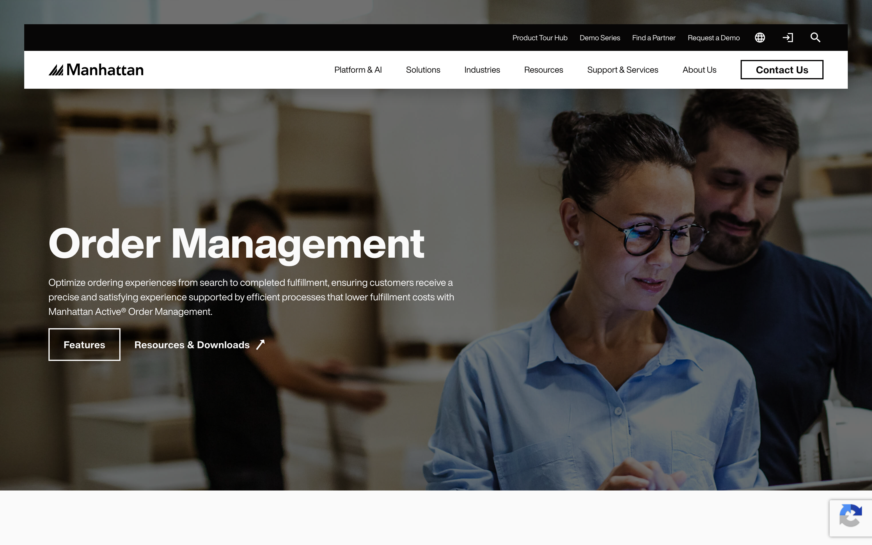 Manhattan Active Omni homepage — cloud-native order management and fulfillment platform for dense store and warehouse networks