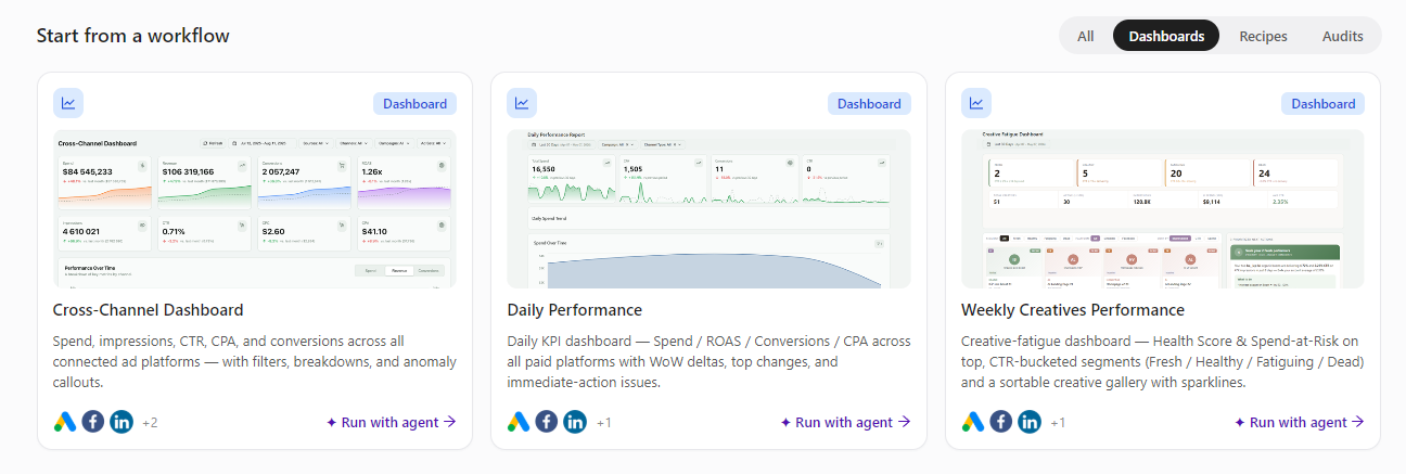 Welcome Page workflow presets